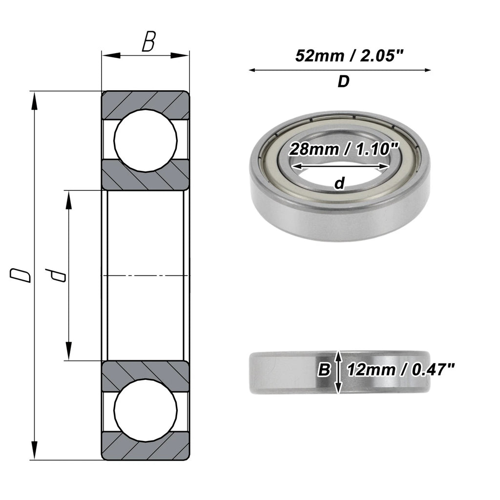 Deep Groove Ball Bearing P6 for Scooter Skateboard Wheel (28x52x12mm)