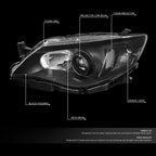 Projector Headlight Lamps for Subaru Impreza (2008–2011) Black Housing