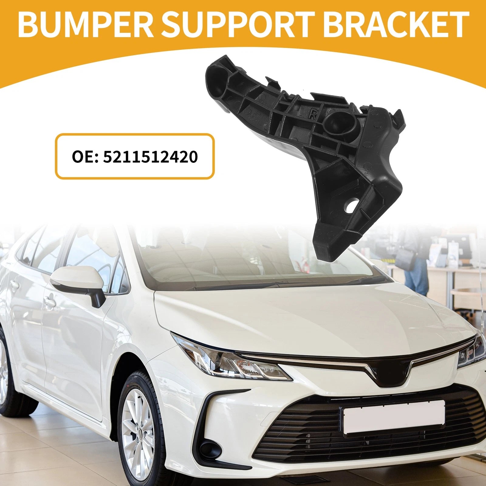 RH Front Bumper Support Bracket for Toyota Corolla (2004–2006) 1 Pc Black