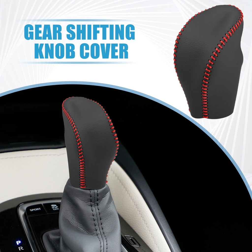 Gear Shifting Knob Cover for Nissan Rogue (2014–2016) Faux Leather Black Red