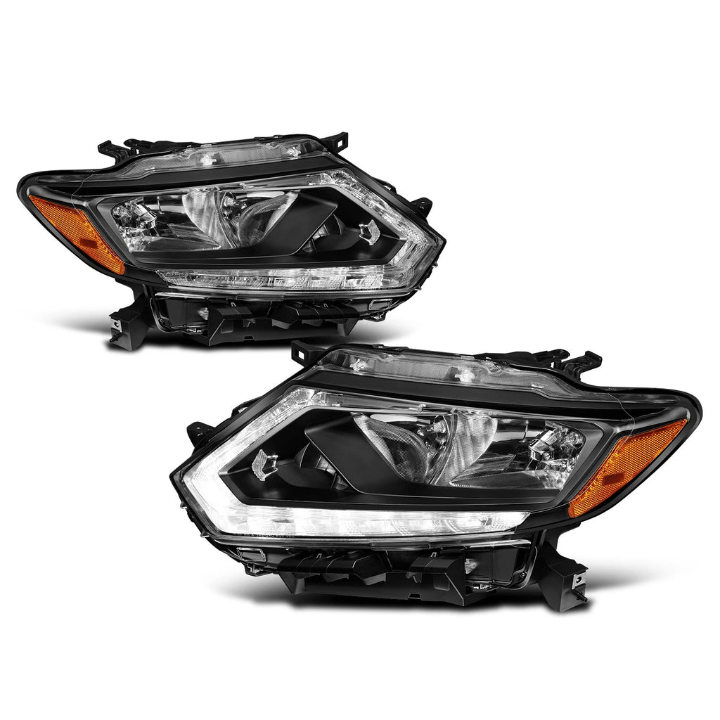 LED DRL Bar Headlight for Nissan Rogue (2014–2016) Black Housing Amber Side