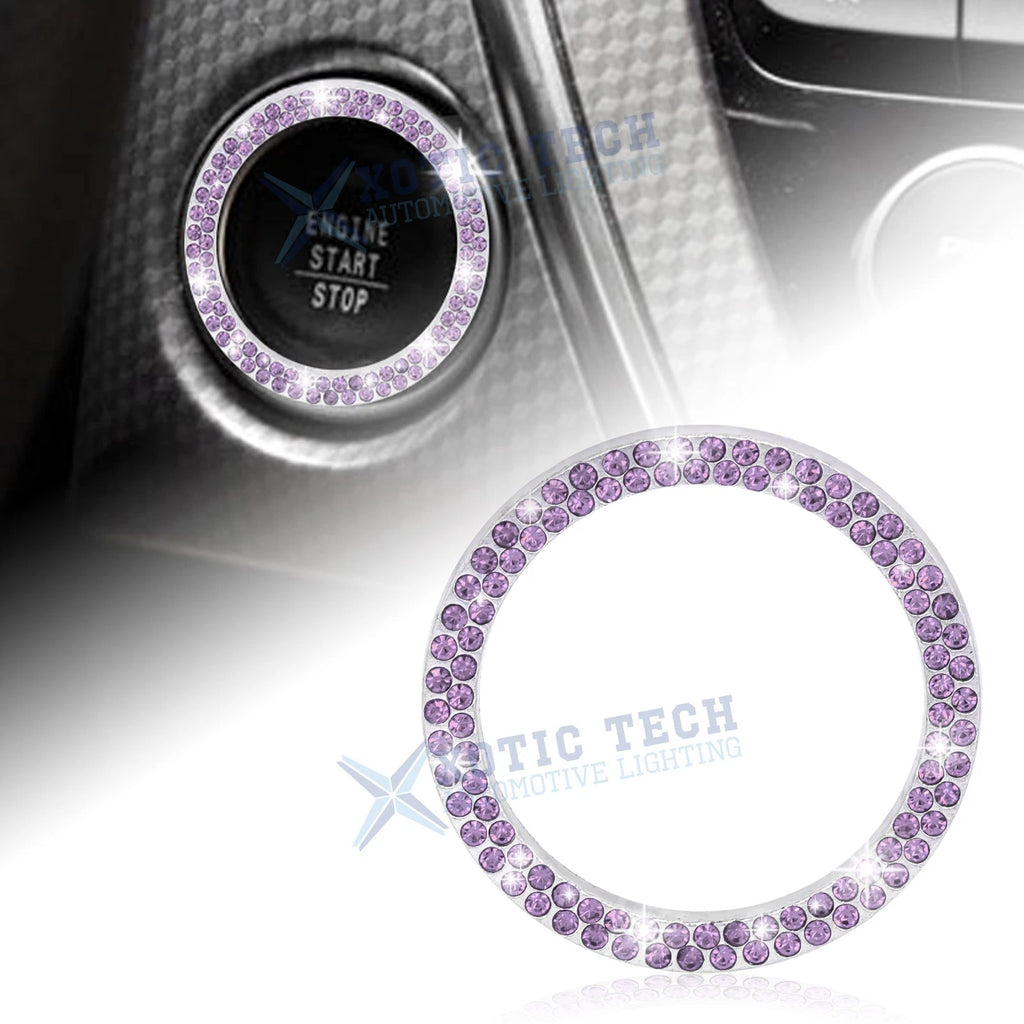 Sparkly Purple Diamond Engine Start Stop Button Sticker for Women (—)