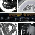 C-Bar LED DRL Bumper Headlight Lamps Chrome Housing Pair for FJ Cruiser (2007–2014)