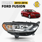 Right Passenger Side Halogen Headlight for Ford Fusion (2013–2016) Chrome w/ Bulbs