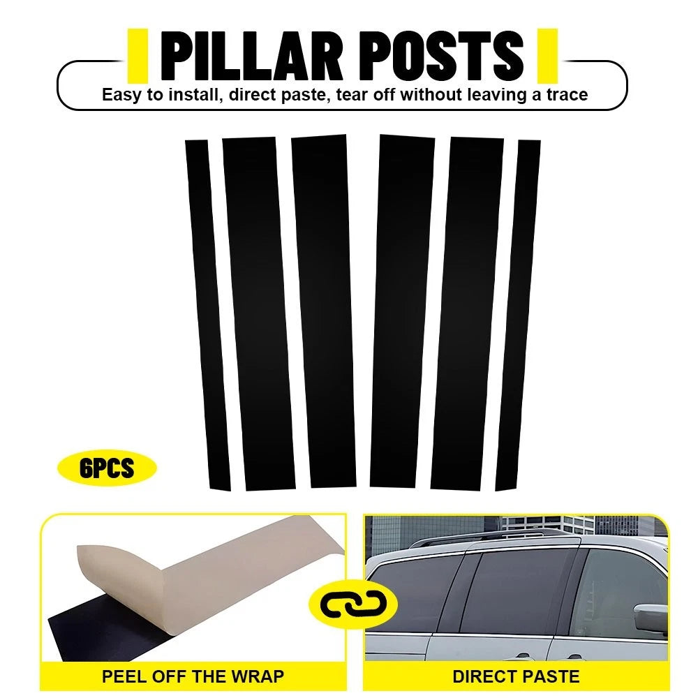 Set of 6 Black Pillar Posts for Honda Odyssey (2005–2010) Door Trim Kit