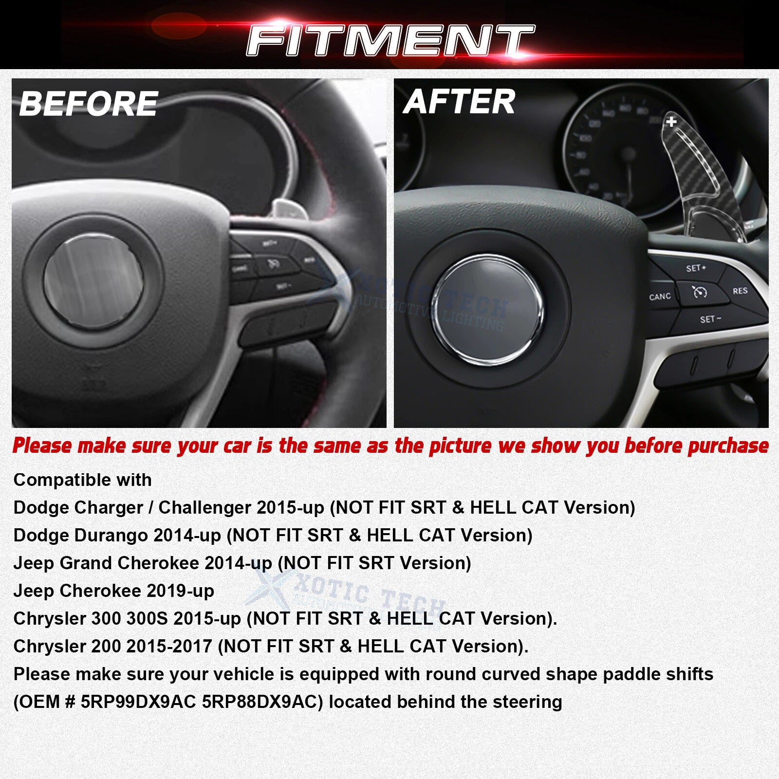 Carbon Fiber ABS Paddle Shifter Extension for Dodge (2015-2024)
