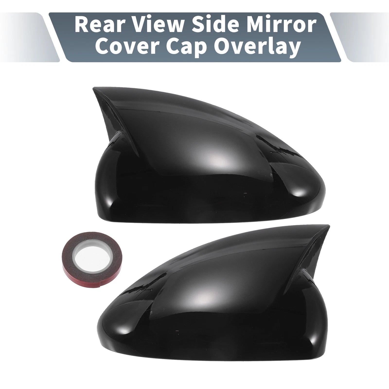 Pair Rearview Mirror Cover Overlay Gloss Black for Chevrolet Cruze (2009–2015)
