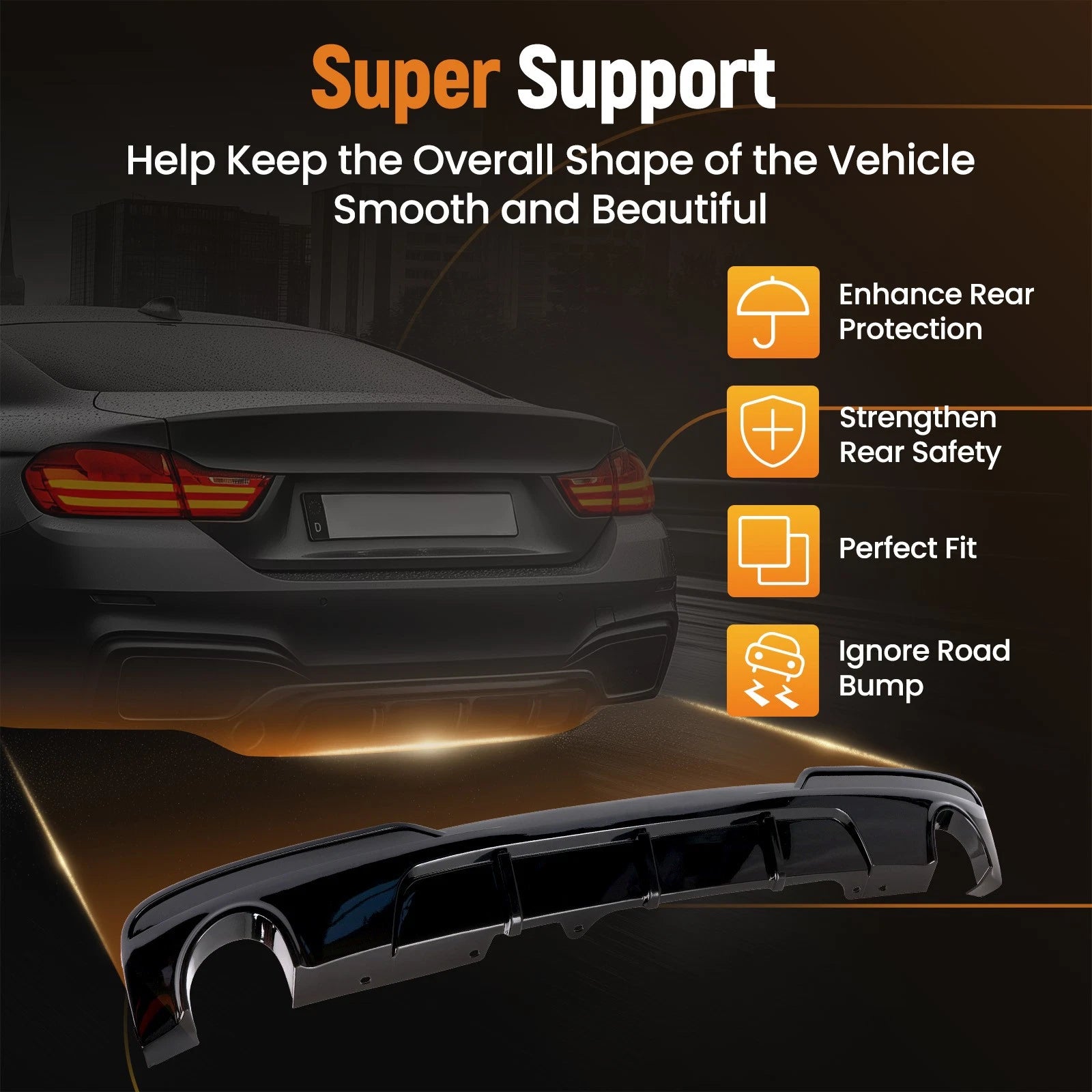 Gloss Black Rear Bumper Lip for BMW 5 Series F10 F11 (2010–2016)