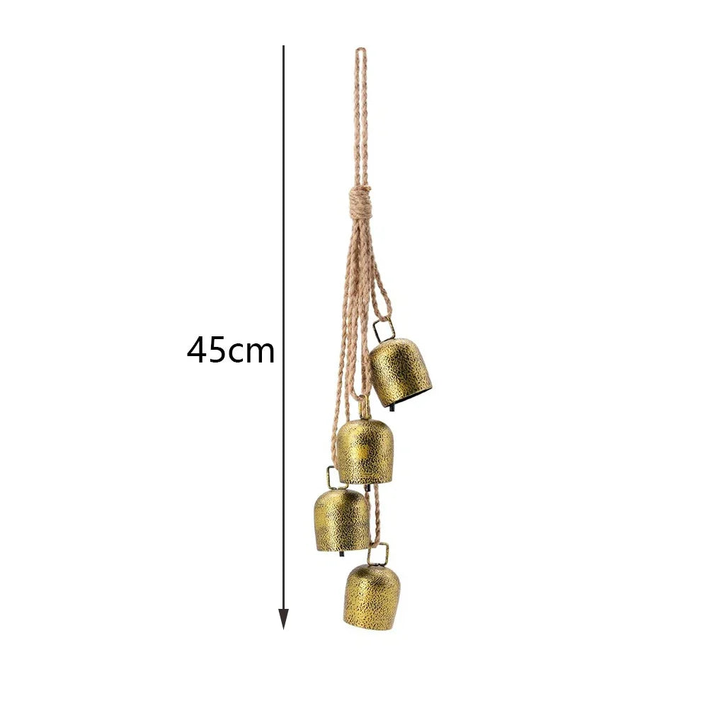 Gold Metal Vintage Cow Bells with Jute Rope for Weddings, Christmas