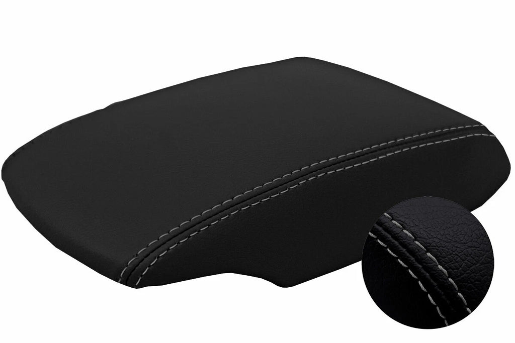 Leather Console Lid Armrest Cover for Nissan Sentra (2013–2019) Gray Stitch