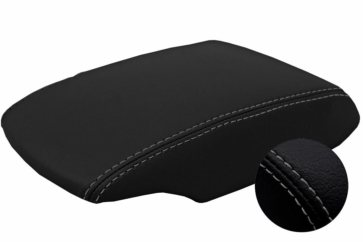 Leather Console Lid Armrest Cover for Nissan Sentra (2013–2019) Gray Stitch