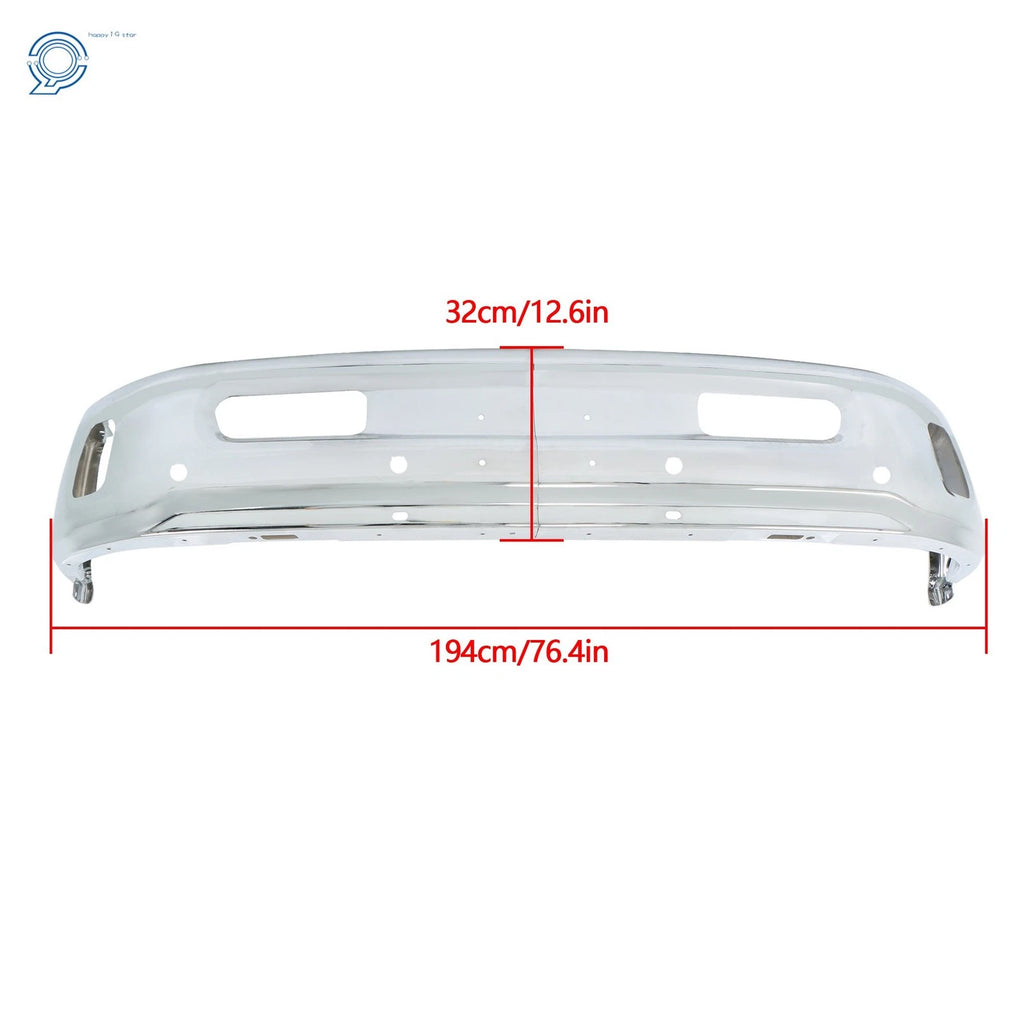 Chrome Front Bumper for RAM 1500 (2013-2018) with Sensor Holes