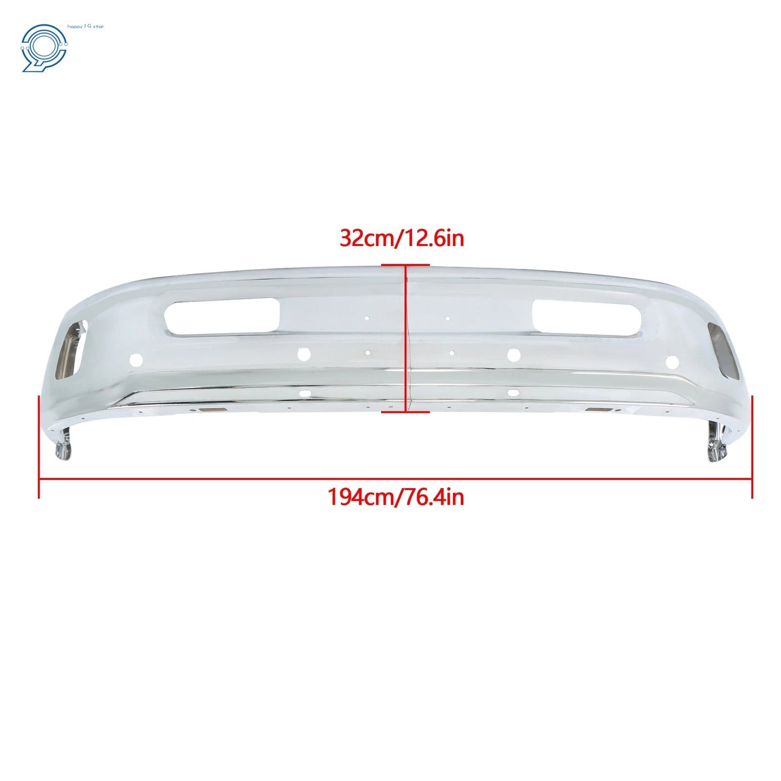 Chrome Front Bumper for RAM 1500 (2013-2018) with Sensor Holes