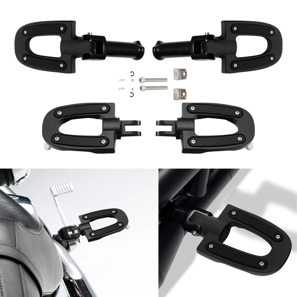 Matt Black Footpegs with Bracket for Harley Softail (2018–2024)