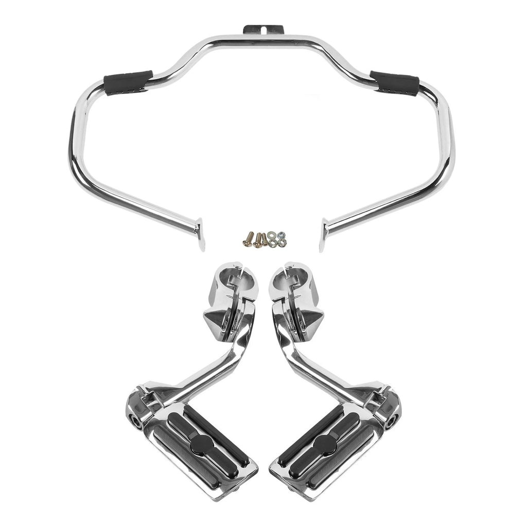 Mustache Engine Guard Crash Bar Foot Peg Clamps for Harley Softail Fatboy (2000–2017)