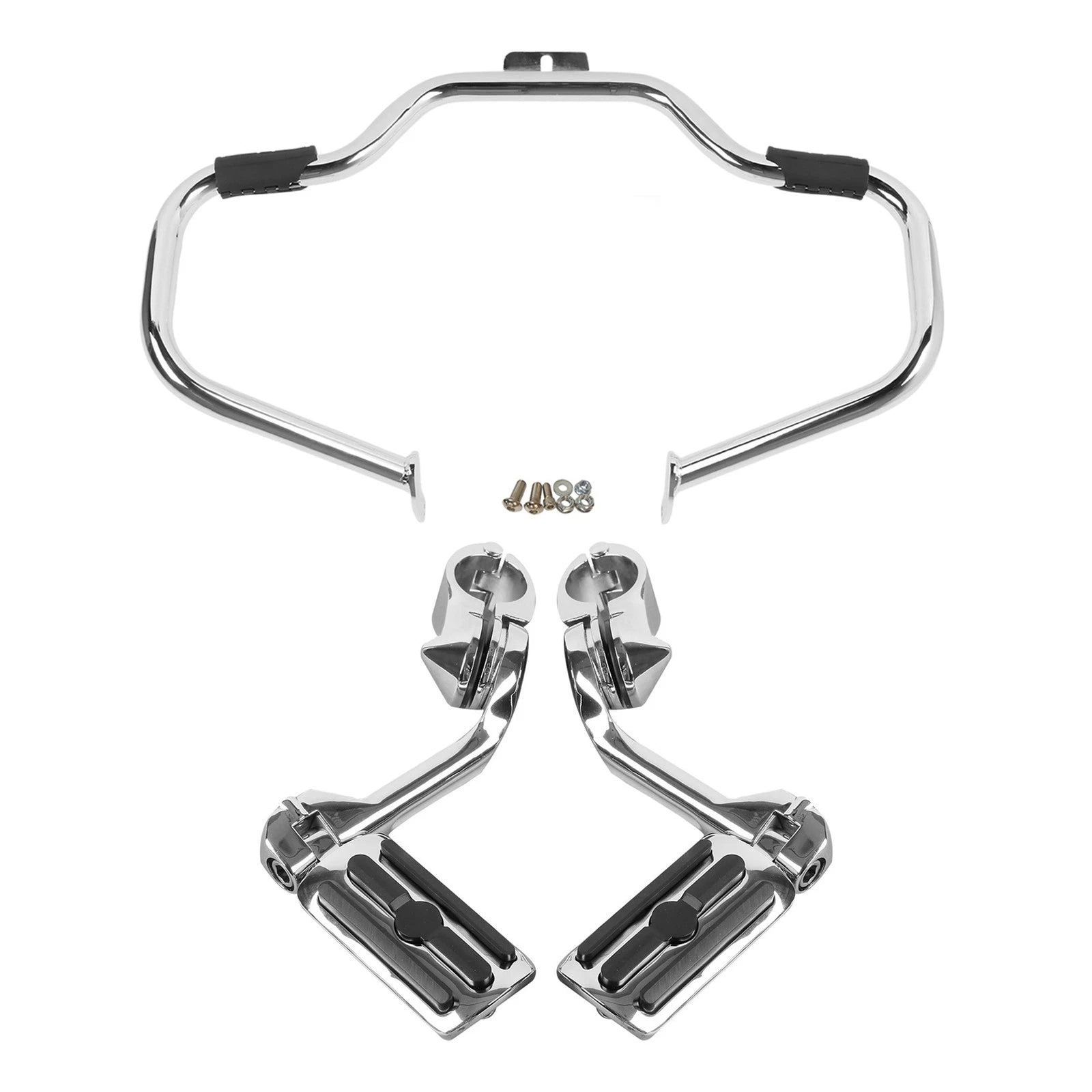 Mustache Engine Guard Crash Bar Foot Peg Clamps for Harley Softail Fatboy (2000–2017)
