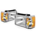 Chrome Housing Headlights & Amber Corner Lamp for Ford F150/F250/F350/Bronco (1987–1991)