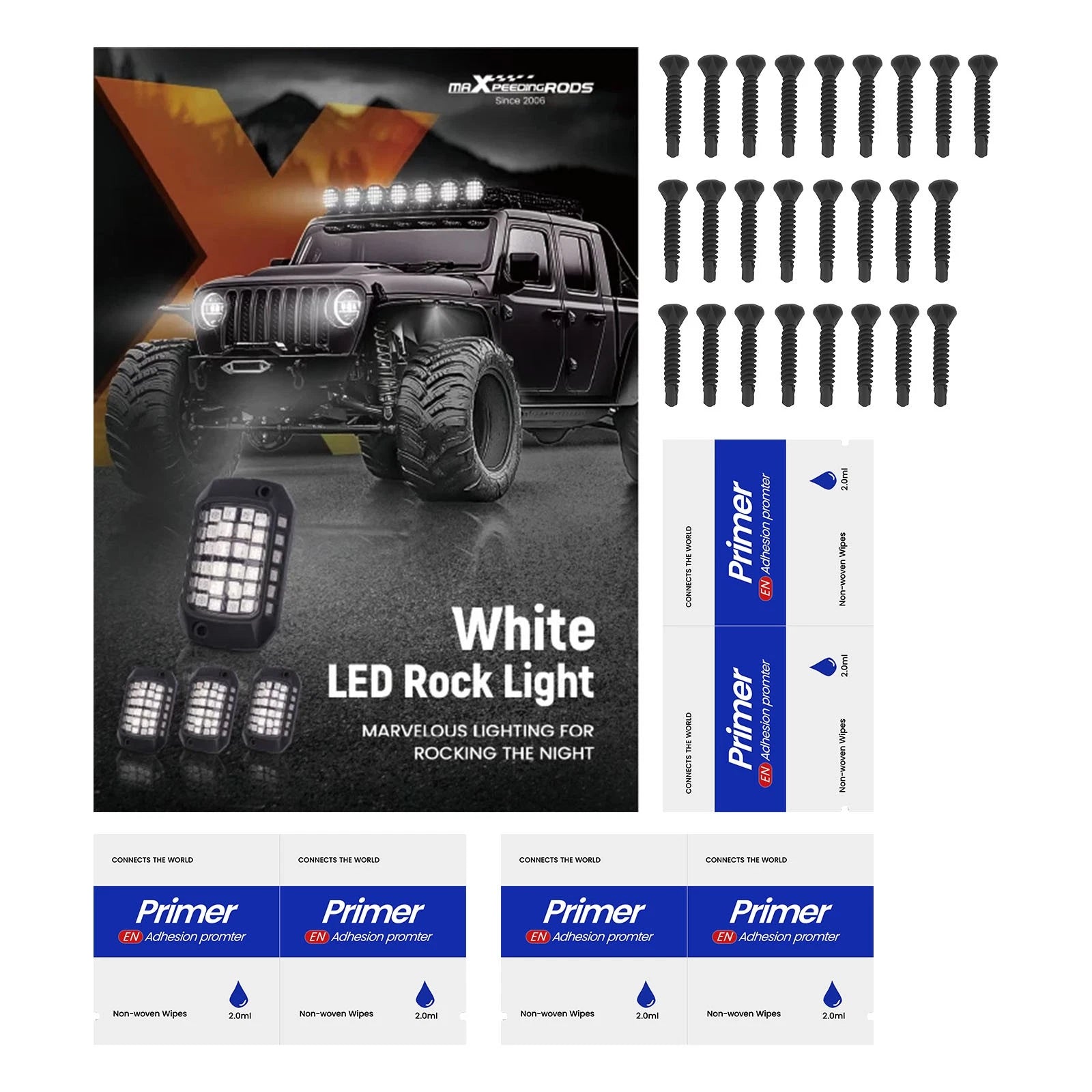12x White LED Rock Lights for Offroad SUV