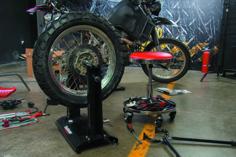 BikeMaster Ultimate Shop Stool with Tool Caddy for Universal Use (Adjustable Height)