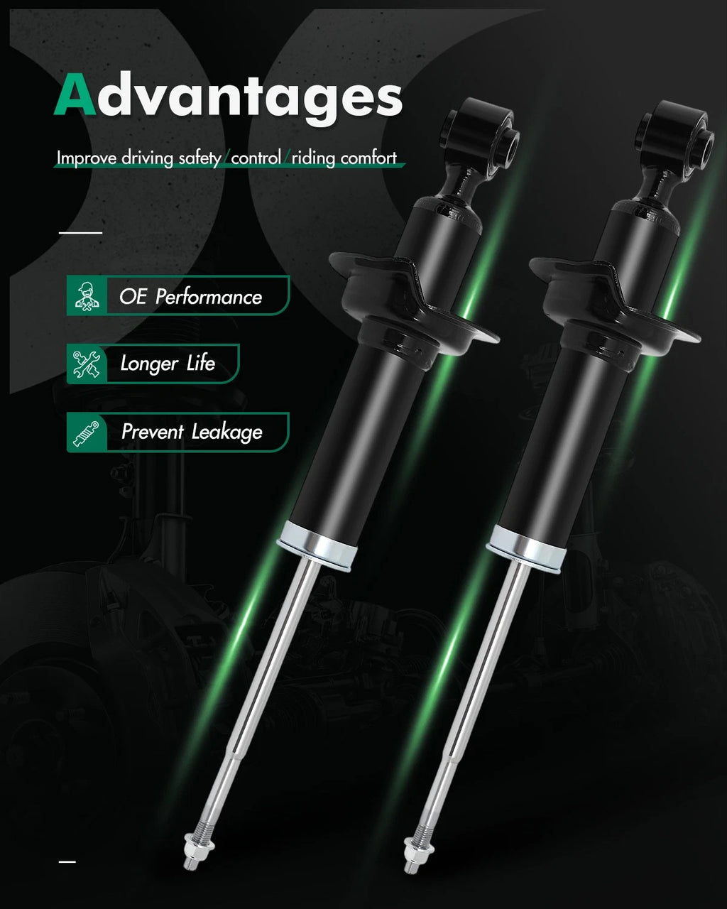 Set of 2 Rear Shocks Struts Assembly for Honda Civic (2001–2005) & Acura EL (2001–2003)