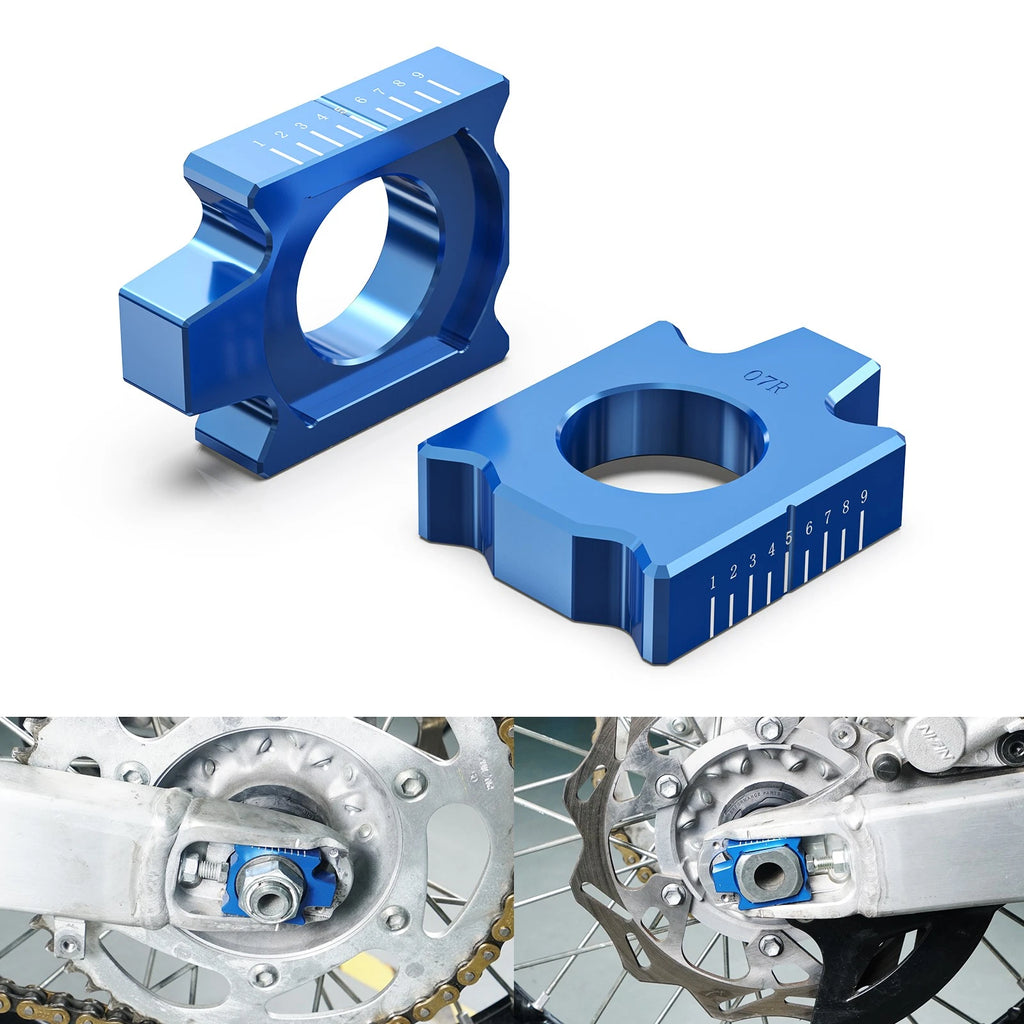 Pair Rear Axle Block Chain Adjusters for Yamaha YZ125 YZ250 (2002–2023)