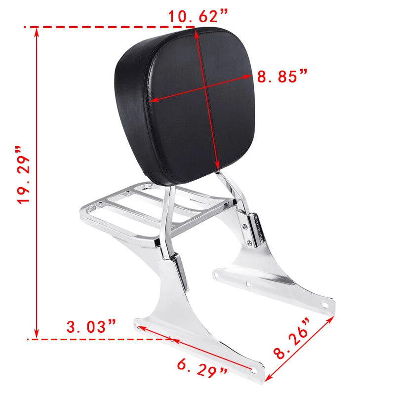 Sissy Bar Backrest Luggage Rack for Harley Heritage Softail FLST (1984–2017)