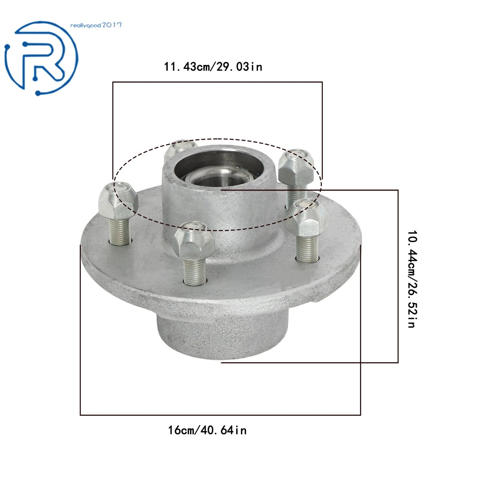 Set of 5 Pre-Greased Trailer Hub Assembly for 3500 lbs Axle