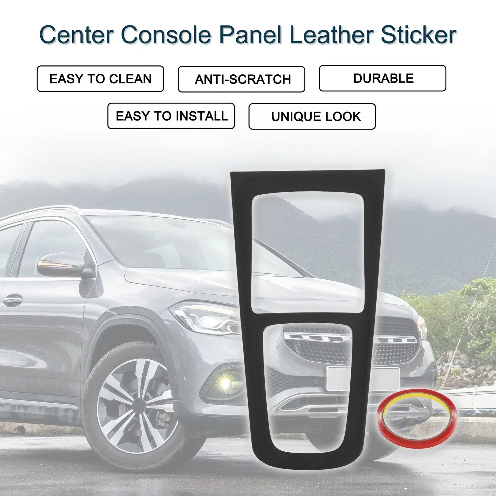 Center Console Panel Sticker for Mercedes-Benz GLA GLB EQA EQB Matte Black