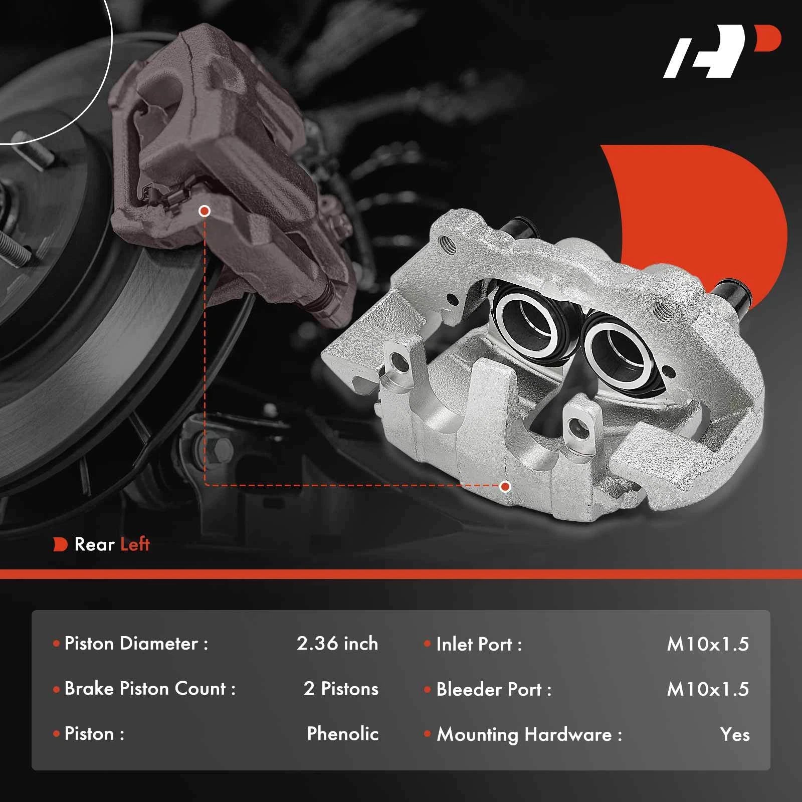Rear Left Brake Caliper with Bracket for Chevy Silverado 3500