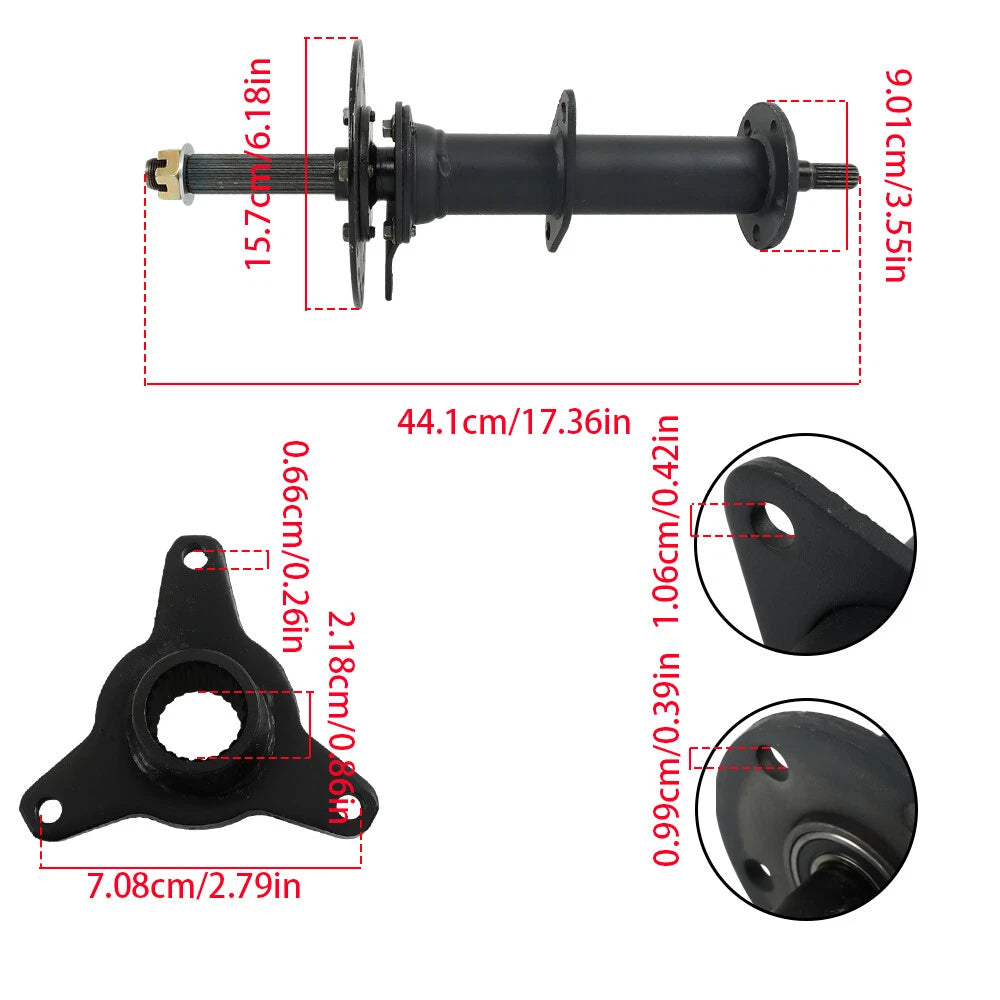 Rear Axle Kit for 6-7 Inch Wheels (40 Inch, 3 Stud Hub)