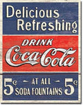 Vintage Coca Cola Tin Metal Sign Antique Fountain 1619