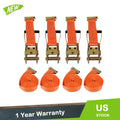 Set of 4 E Track Ratchet Tie Down Straps for Truck Enclosed Cargo Van