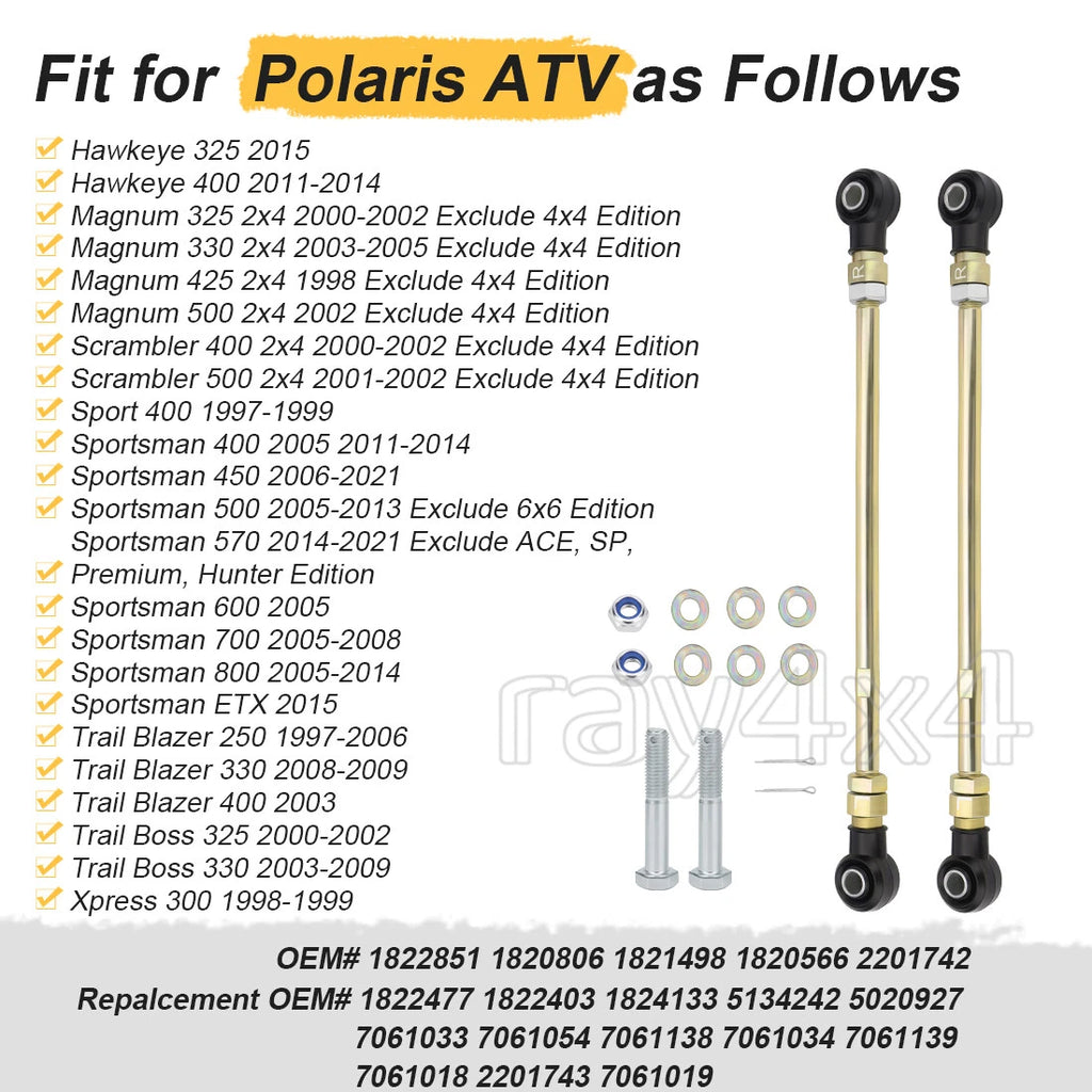 2 Tie Rods for Polaris Trail Blazer 250 1997–2006, 330 2008–2009