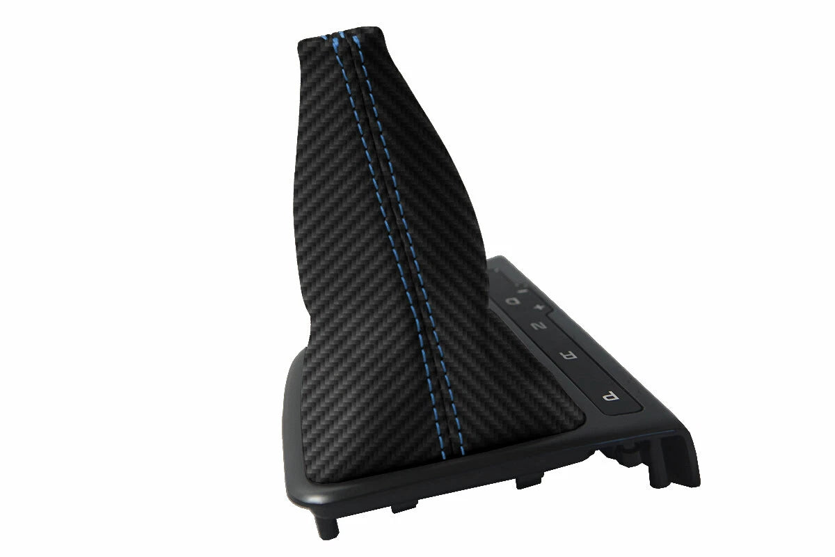 Automatic Shift Boot Cover for Kia Optima (2011–2015) Carbon Fiber Blue Stitch