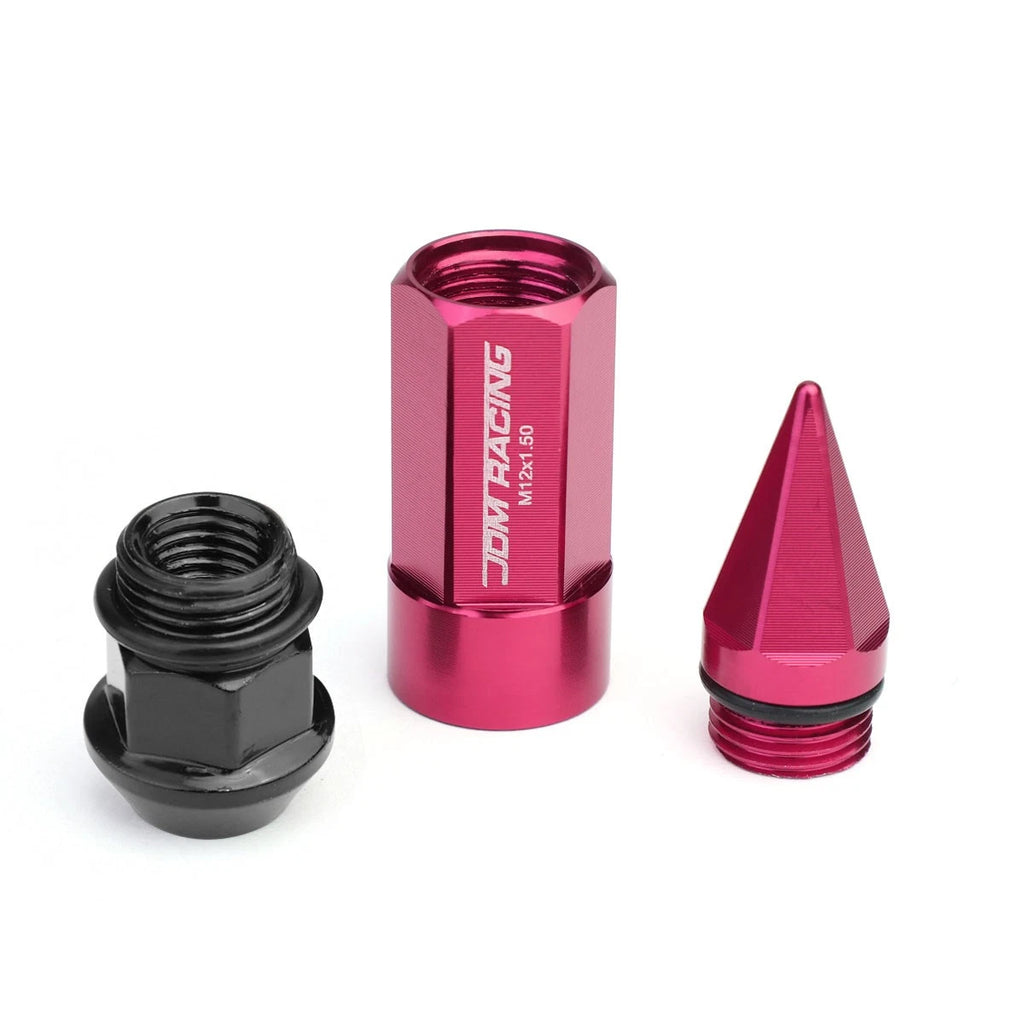 20 PCS M12X1.5 83MM Tall Pink Aluminum Rim Lug Nuts with Caps for JDM