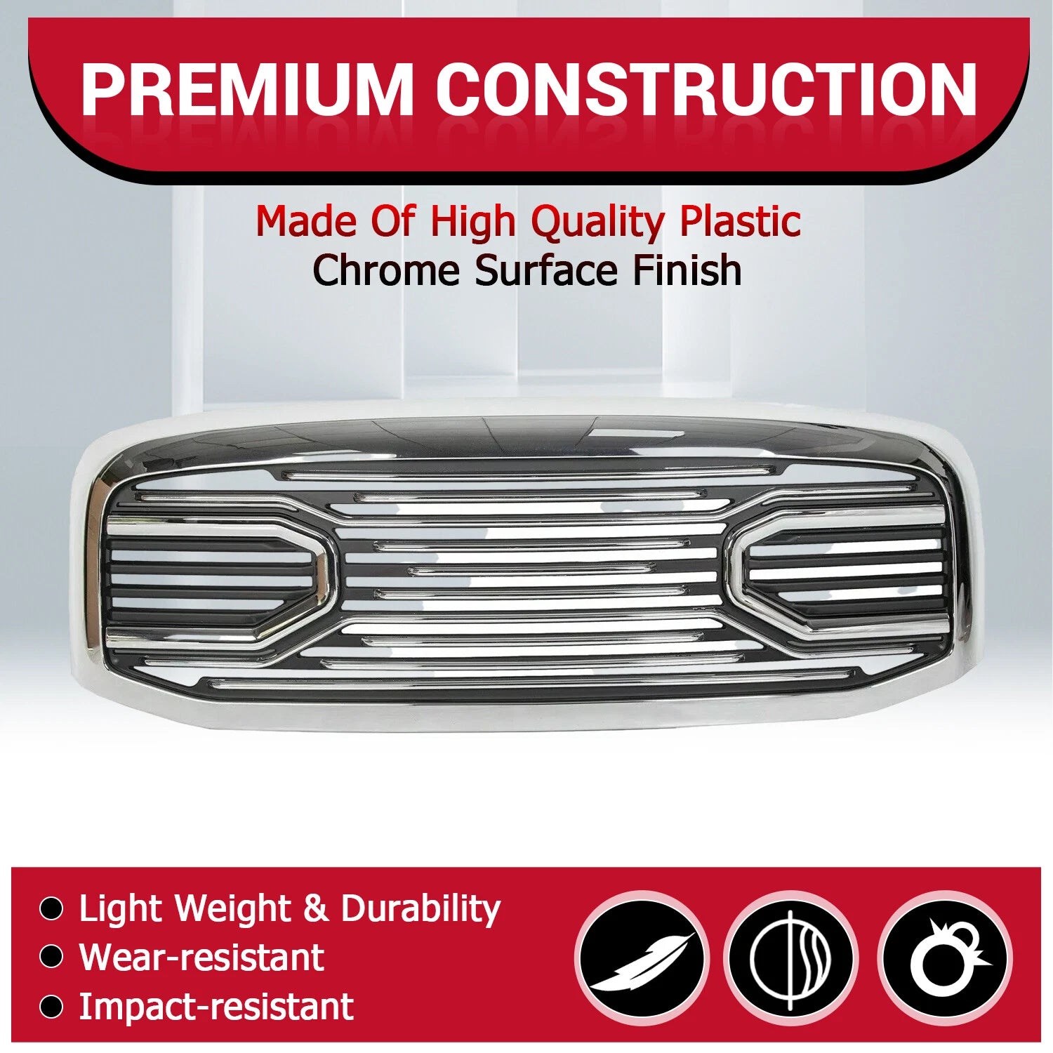 Chrome Grille Shell for Dodge RAM 2500 3500 1500 (2006-2009)
