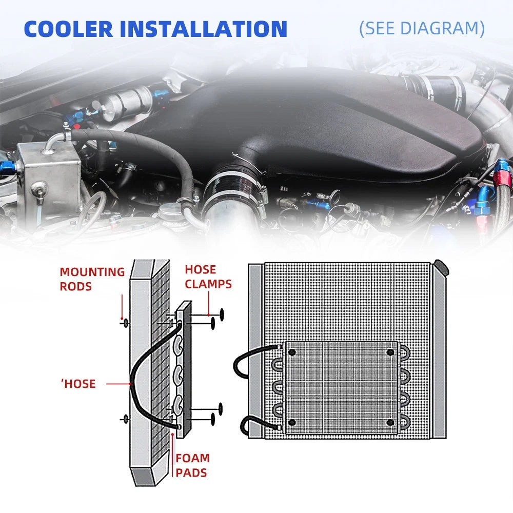 10 Row Aluminum Remote Transmission Oil Cooler Radiator Kit