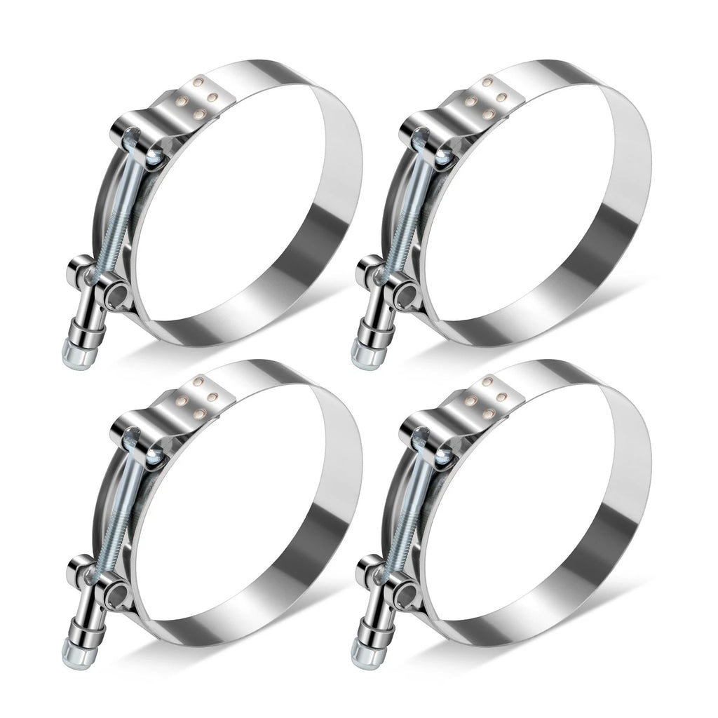 Set of 4 Adjustable 66mm-76mm Stainless Steel T-Bolt Clamps w/Nylon Lock Nut