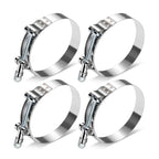Set of 4 Adjustable 66mm-76mm Stainless Steel T-Bolt Clamps w/Nylon Lock Nut
