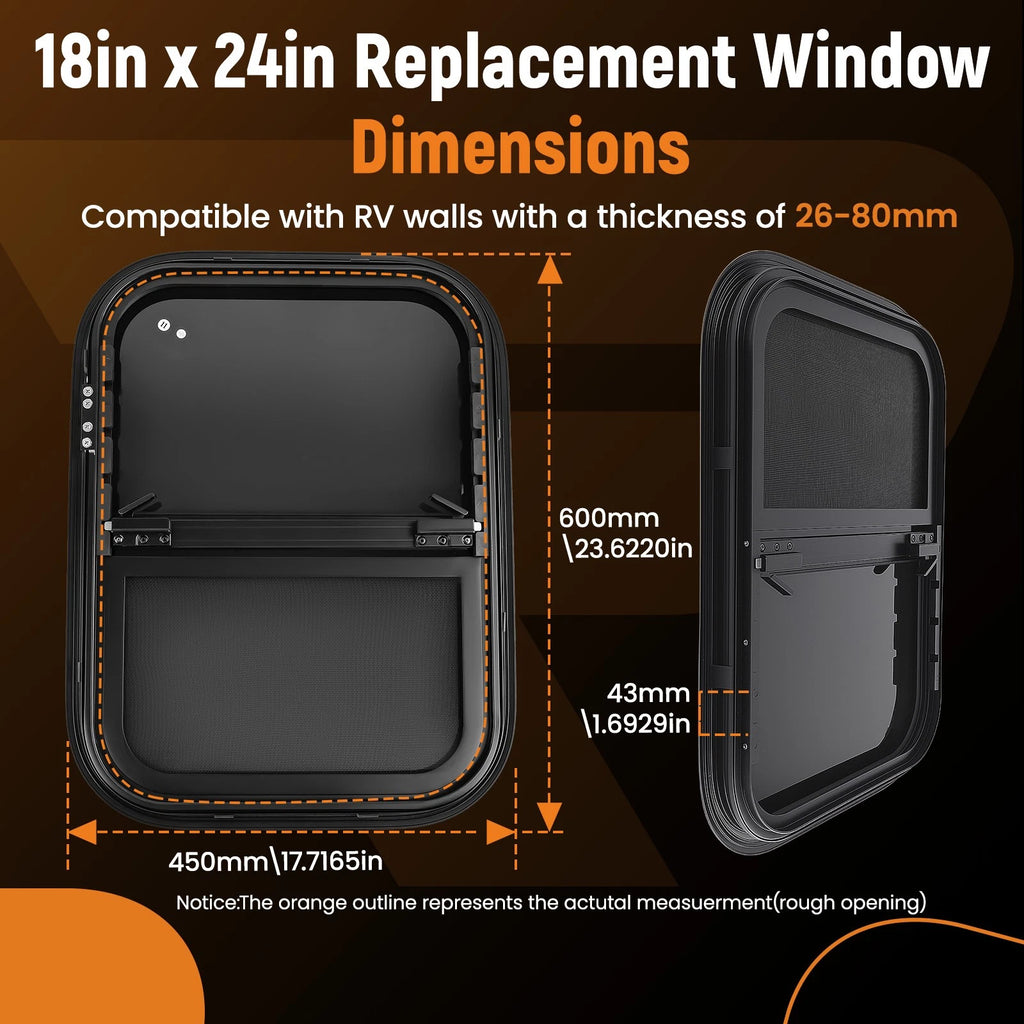 18" x 24" HRV Camper Window for RV/Camper/Cargo/Food Truck
