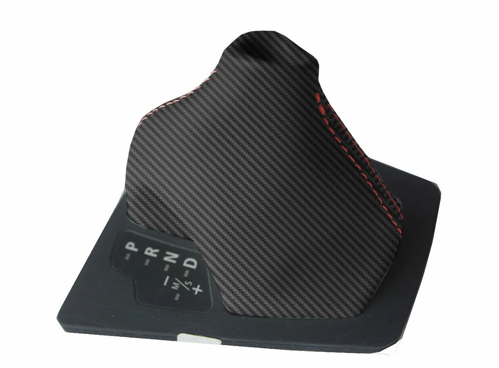 Carbon Fiber Automatic Shift Boot Cover for BMW E60 (2004–2007) Red Stitch