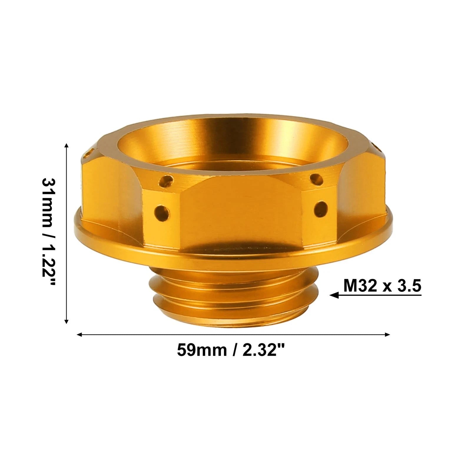 Gold Tone Gas Engine Oil Filler Cap for Subaru Impreza Outback Legacy (1993–2023)