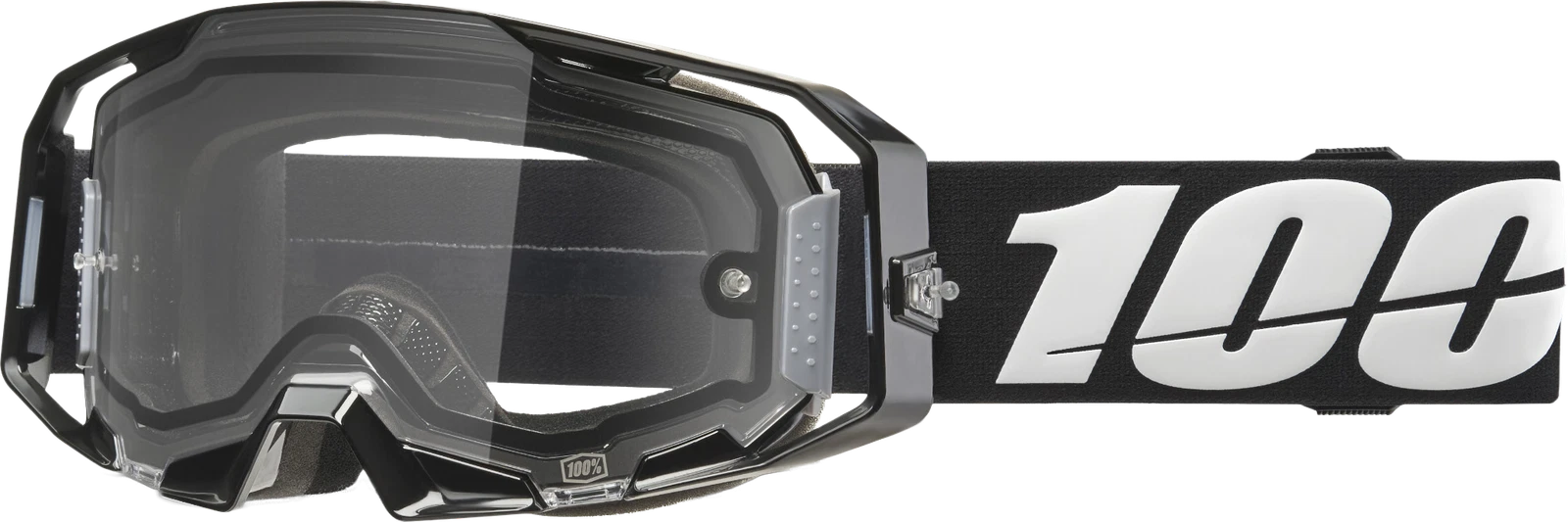Armatic Enduro Moto Goggle for Offroad (100% Black Clear Lens)