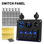 4 Gang USB LED Rocker Switch Panel for Marine Car Boat Waterproof