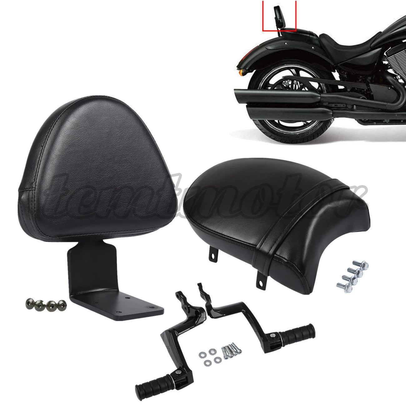 Rear Backrest Sissy Bar w/ Passenger Seat Foot Pegs for Victory Vegas (2003–2017)