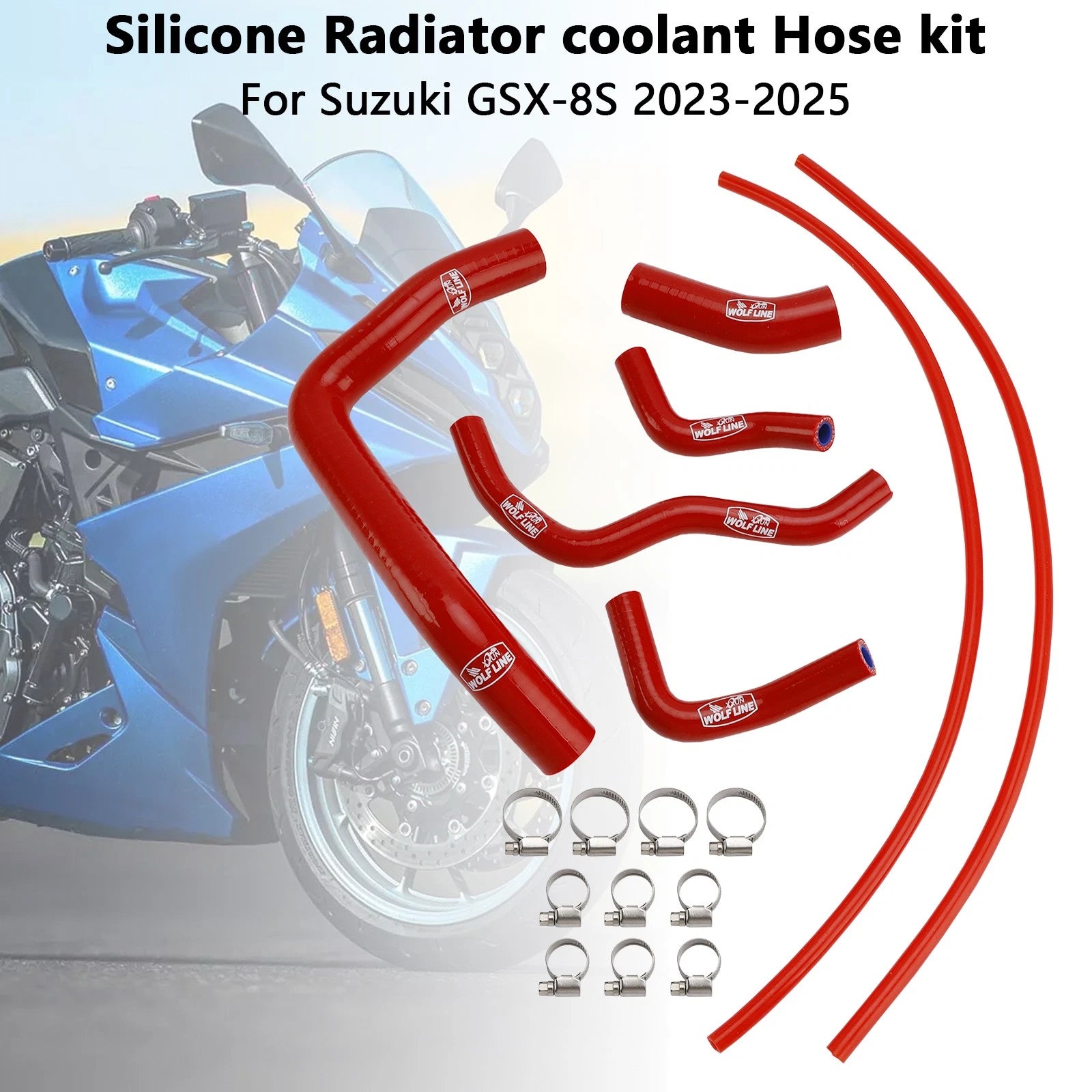 Silicone Radiator Coolant Hose for Suzuki GSX-8S (2023–2025) Red