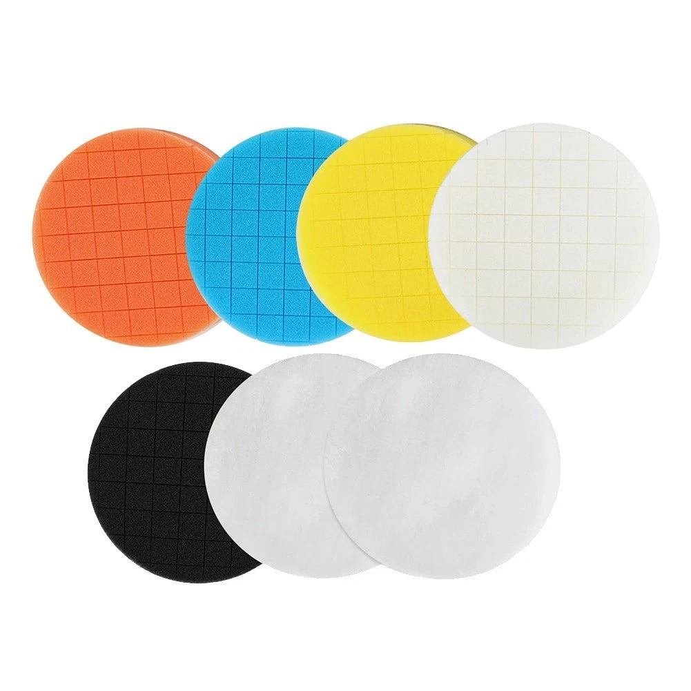 7 Piece Foam and Microfiber Polishing Pads Set for Car Boat Glass Stone