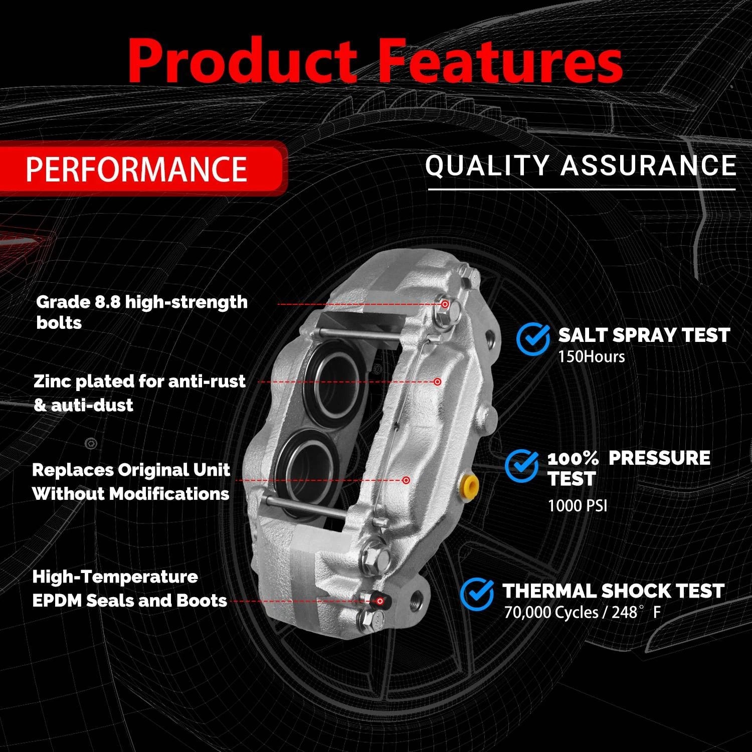 Rear Calipers Ceramic for Chevy Traverse GMC Acadia Buick (2007–2016)