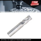 Carbide End Mill 3/4" for Precision Cutting (1-1/2" Cut Length)