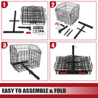Folding Rear Basket for Mobility Scooters Power Chairs (1" Hitch Receiver)